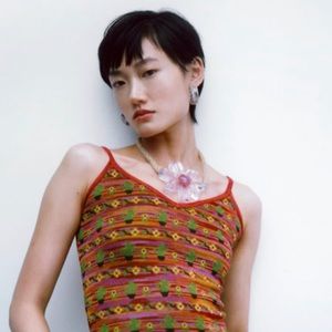 Zara large daisy necklace pink rope